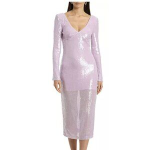 Avec Les Filles Sequin Tie Back Midi Dress NWT $169